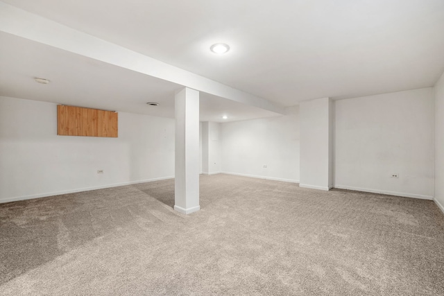 basement featuring carpet