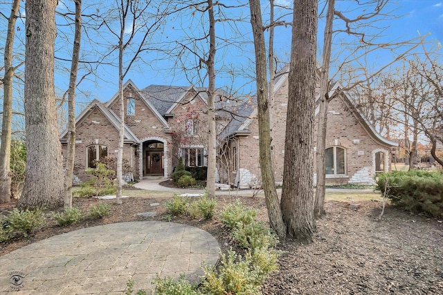 tudor house with brick siding