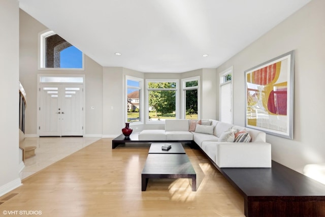 living room featuring light hardwood / wood-style floors