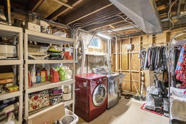 interior space with washer and clothes dryer