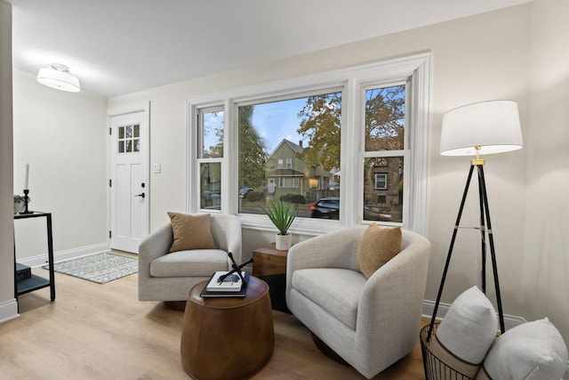 living area featuring light hardwood / wood-style floors