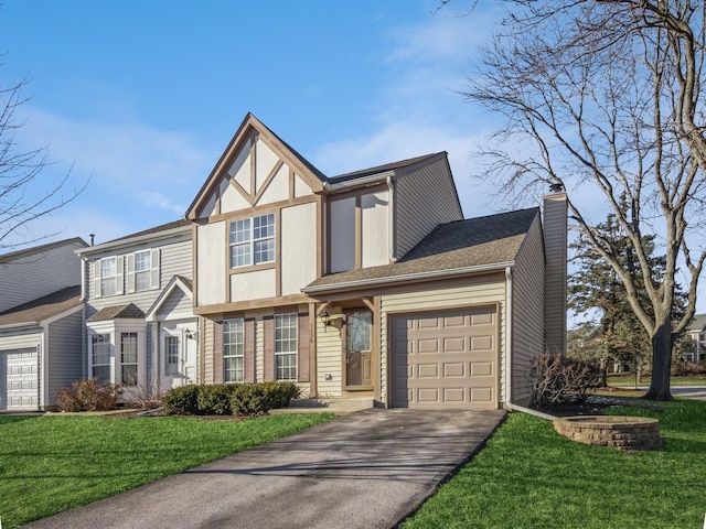 view of front of house with a garage and a front yard