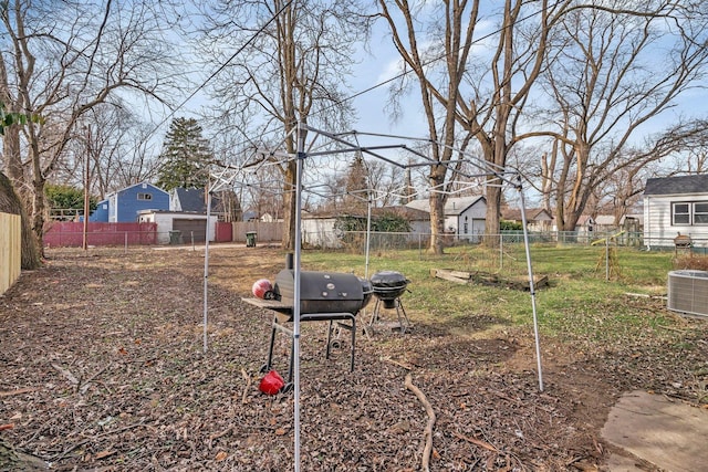 view of yard featuring cooling unit