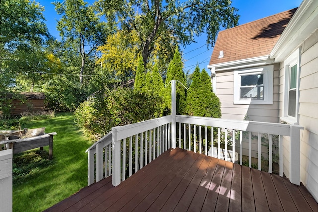 deck featuring a yard