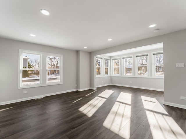 interior space with dark hardwood / wood-style floors