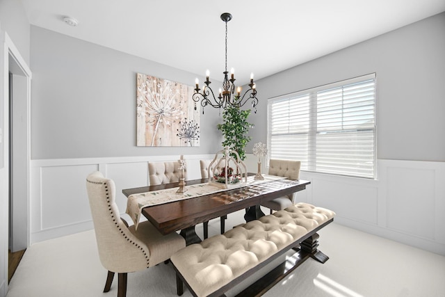 dining room with a chandelier