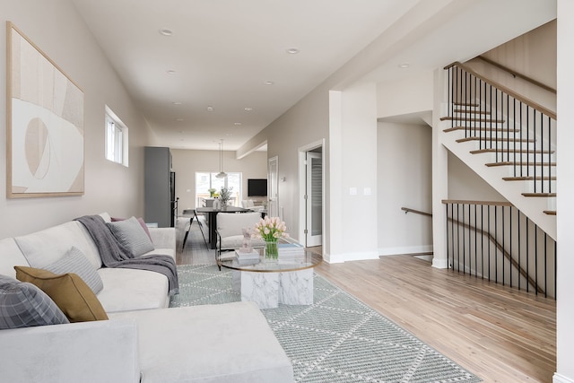 living room with light wood-type flooring