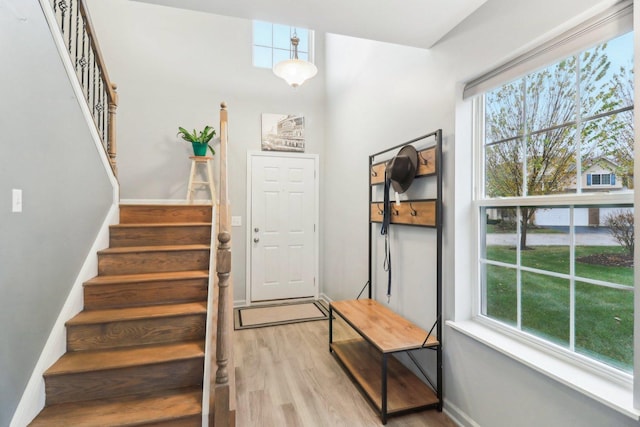 entrance foyer featuring light wood-type flooring