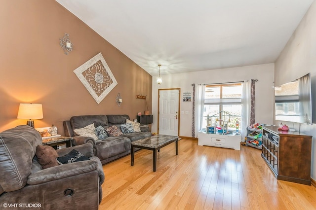 living room with hardwood / wood-style flooring