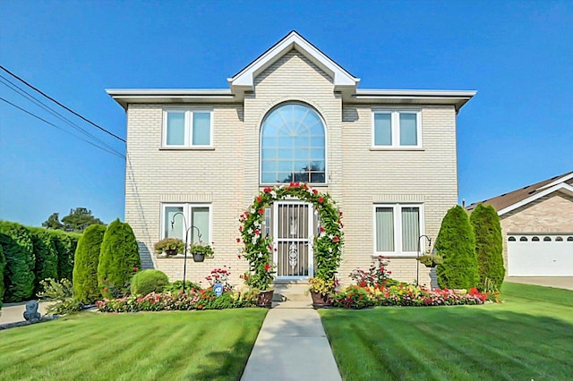 view of front property featuring a front lawn