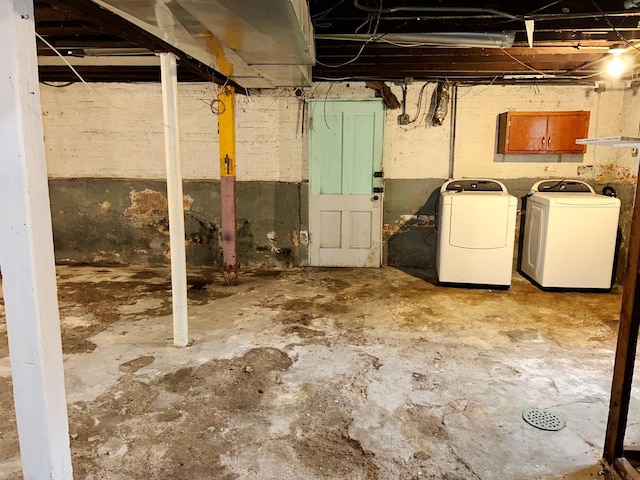 basement with independent washer and dryer