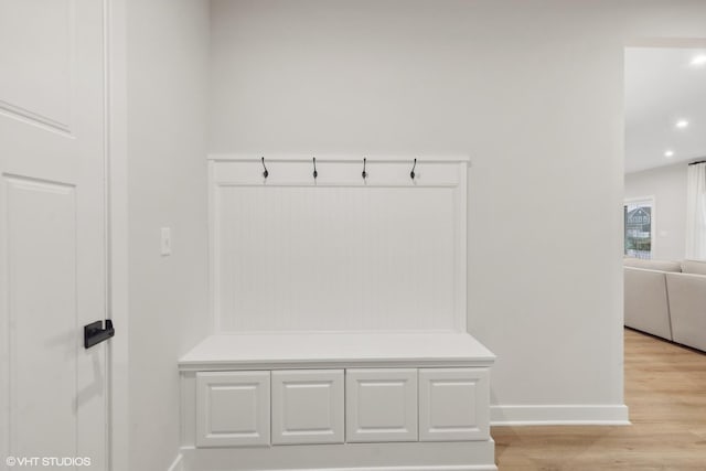 mudroom with light wood-type flooring