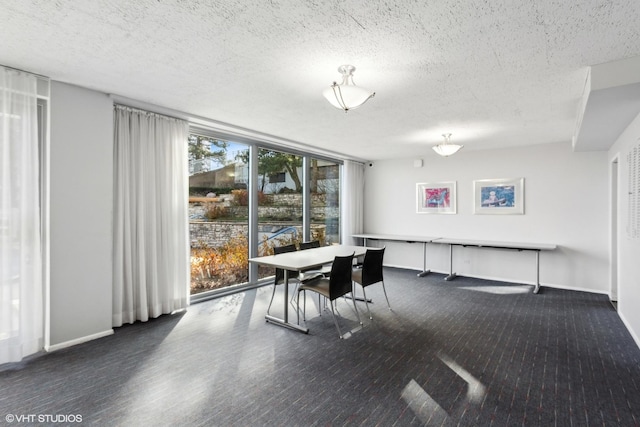 dining area with a textured ceiling