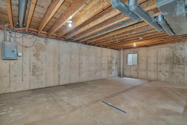 basement with electric panel