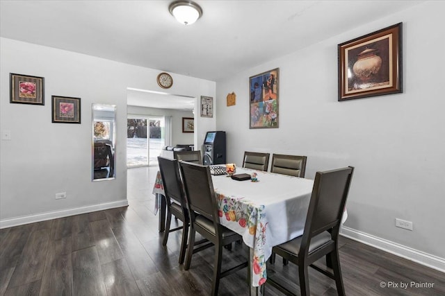 dining room with dark wood-type flooring