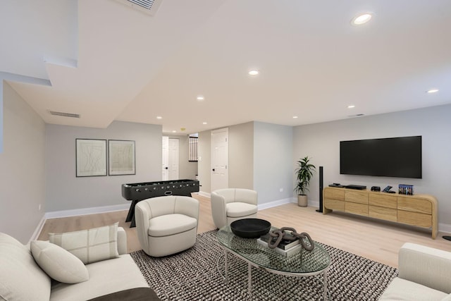 living room featuring light hardwood / wood-style floors