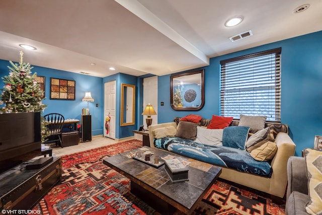 view of tiled living room