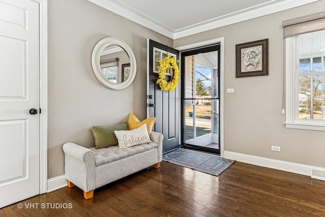 doorway to outside featuring dark hardwood / wood-style flooring and plenty of natural light