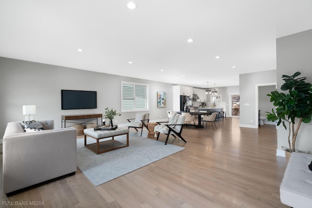 living room with light wood-type flooring