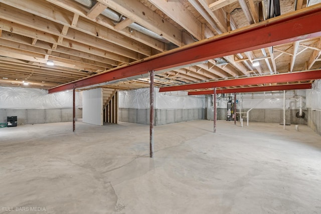 basement with water heater