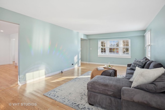 living room featuring light hardwood / wood-style floors