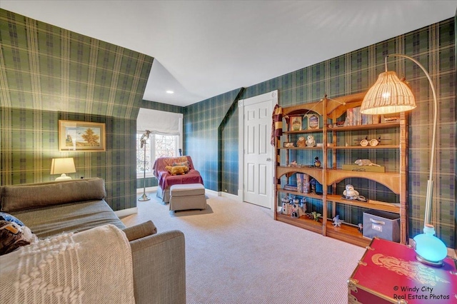 living room featuring carpet flooring