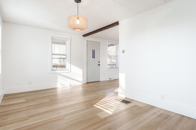 interior space with light hardwood / wood-style flooring