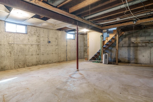 basement featuring plenty of natural light