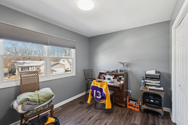 office featuring dark hardwood / wood-style flooring