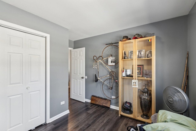 misc room with dark hardwood / wood-style floors