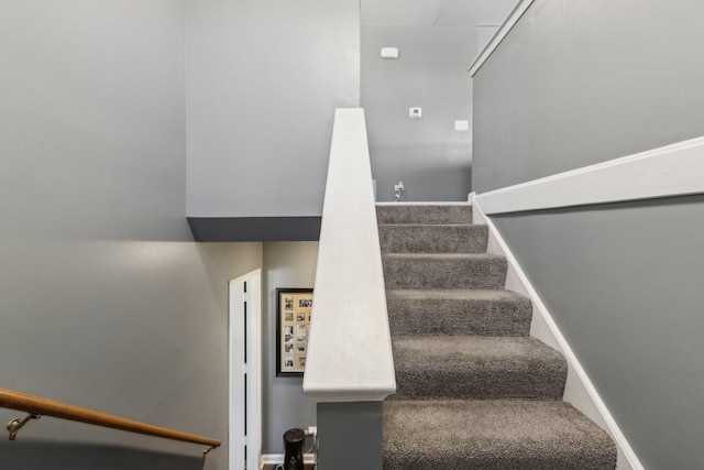 stairway with carpet floors