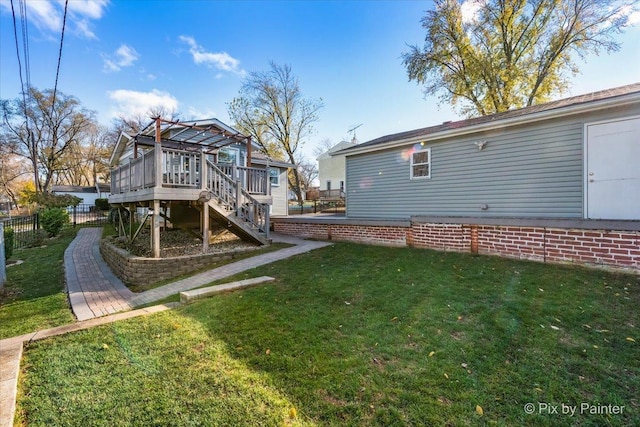 view of yard featuring a deck