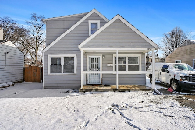 view of front of house with covered porch