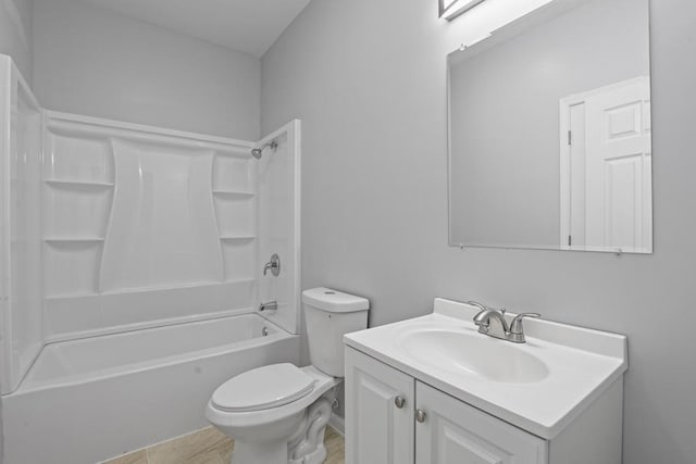 full bathroom featuring vanity, shower / bathtub combination, and toilet