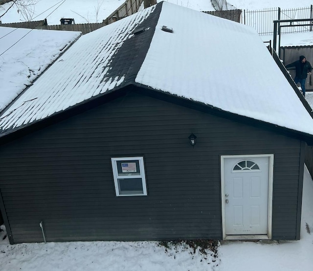 view of snowy exterior