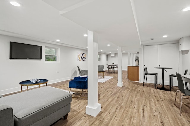 living room featuring light hardwood / wood-style flooring