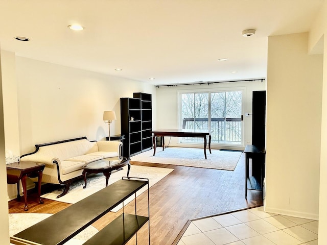 view of tiled living room