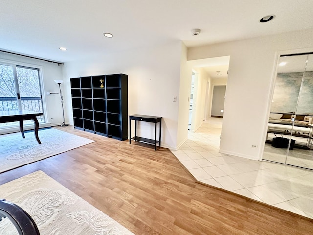 interior space with light tile patterned floors