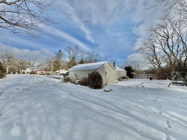 view of snow covered exterior