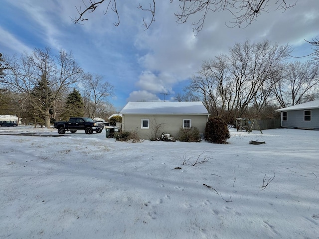 view of snow covered exterior