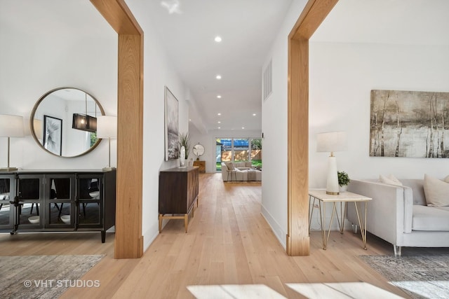 hall featuring light hardwood / wood-style flooring