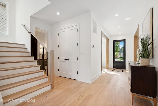 entrance foyer featuring light hardwood / wood-style floors