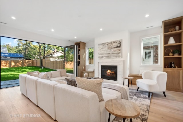 living room featuring light hardwood / wood-style floors