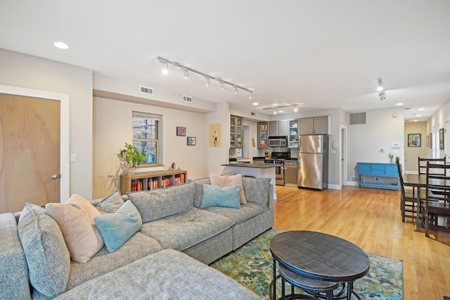 living room with light wood-type flooring