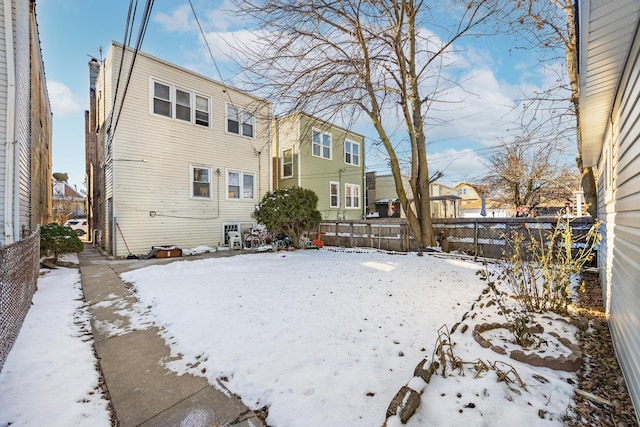 view of snow covered property