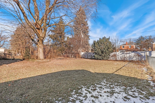 view of yard covered in snow