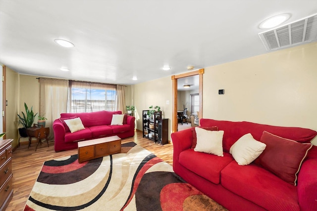 living room featuring light hardwood / wood-style floors