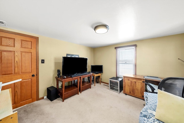 view of carpeted home office