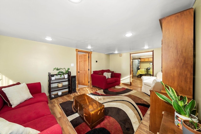 living room featuring light hardwood / wood-style flooring