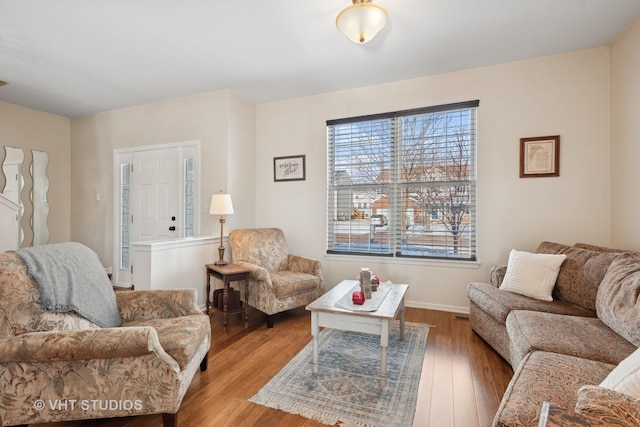 living room with light wood-type flooring